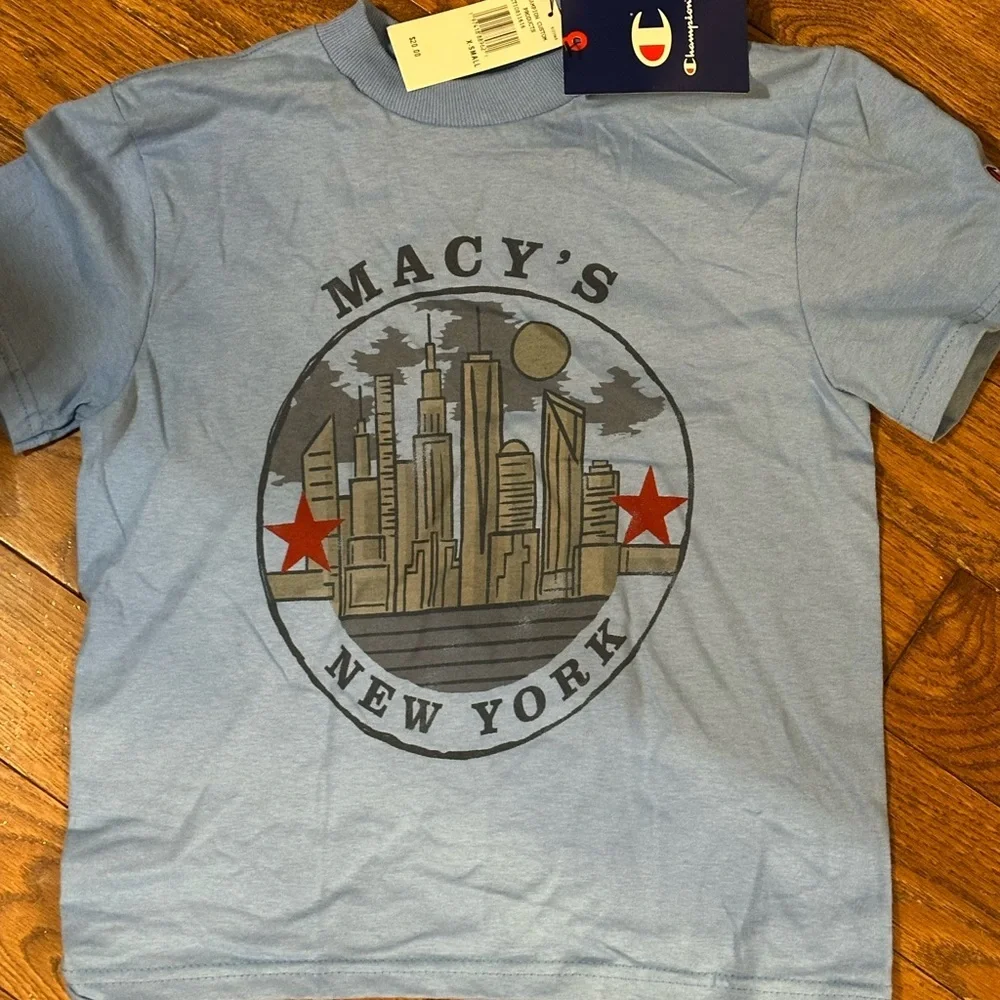 NWT YXS (4-5) Macy’s New York Champion T-shirt light‎ blue